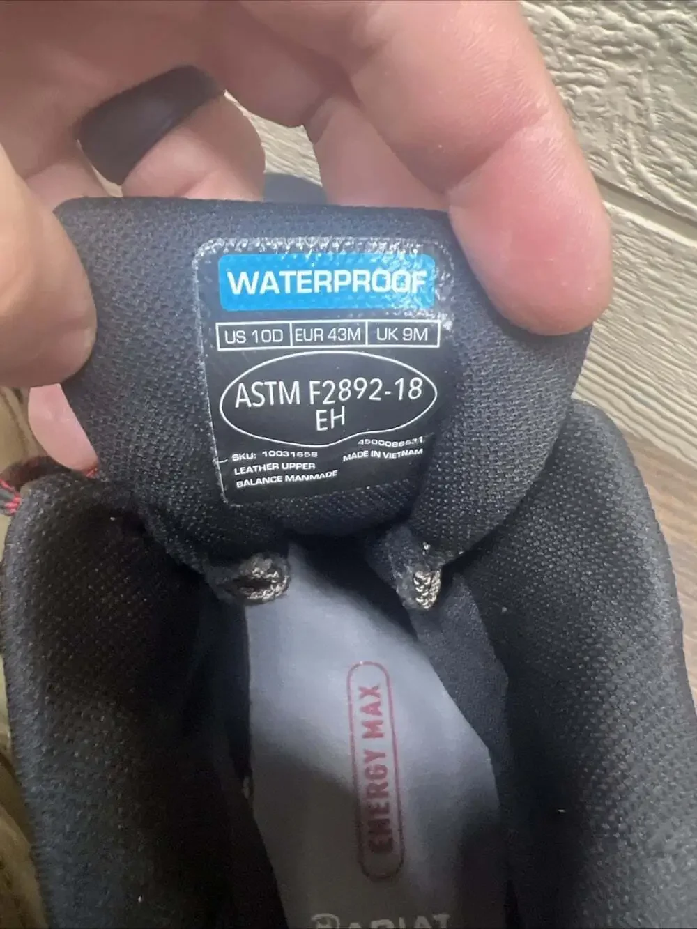 Ariat Work Endeavor Waterproof Soft Toe Size 10D